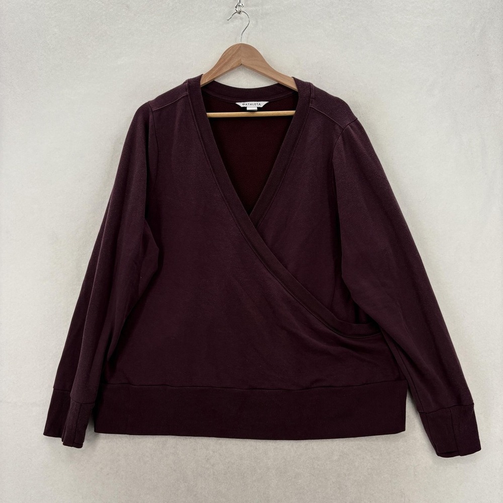 Athleta Purana Wrap Womens Sweatshirt 2X Purple Brushed Nirvana TENCEL Fleece